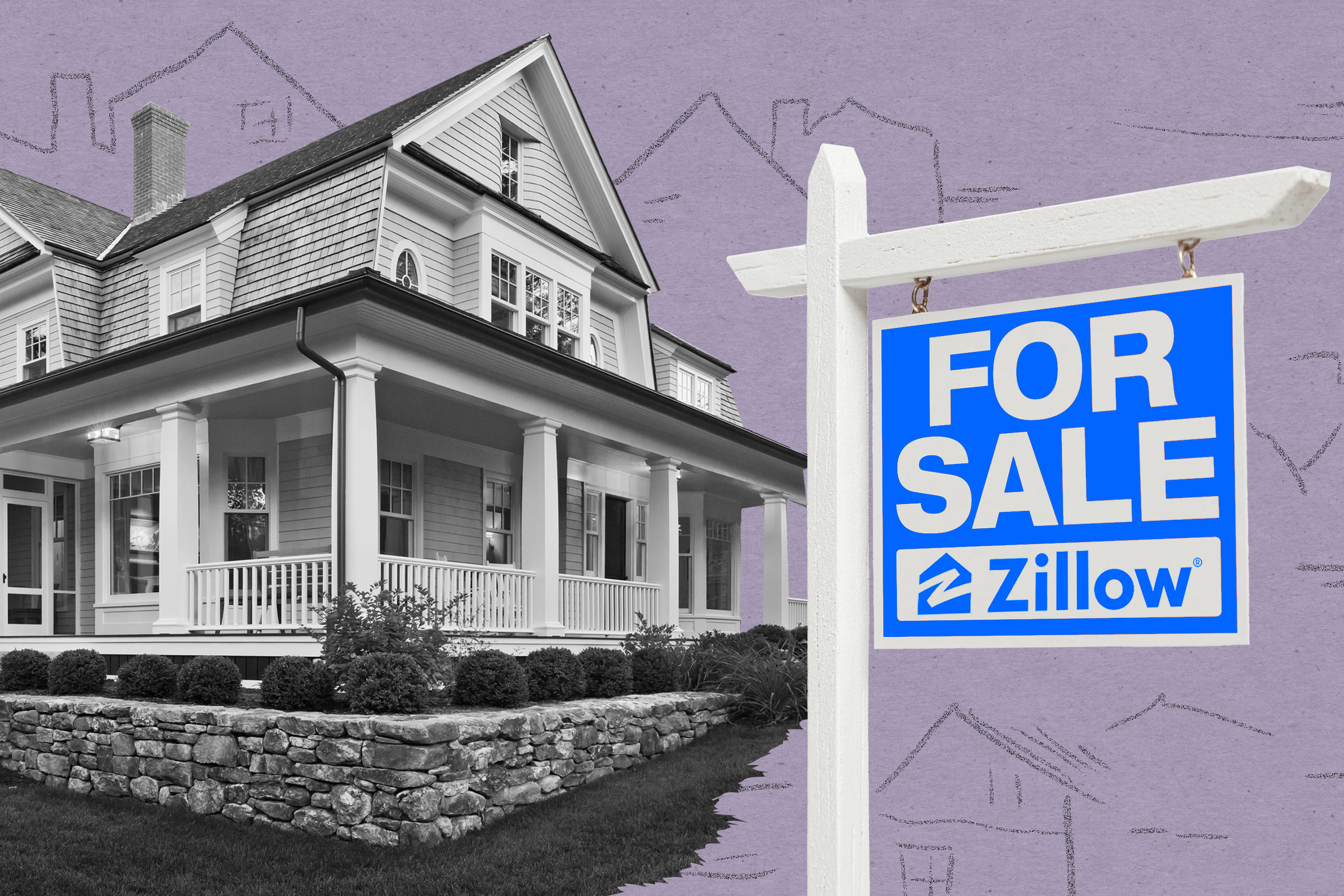 Zillow, colonial-style house, porch, 2K Desktop Wallpaper
