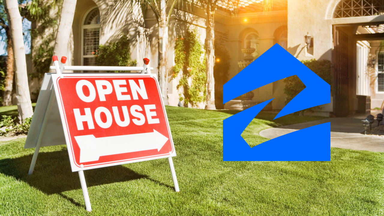 Zillow, open house sign, red, HD Desktop Wallpaper