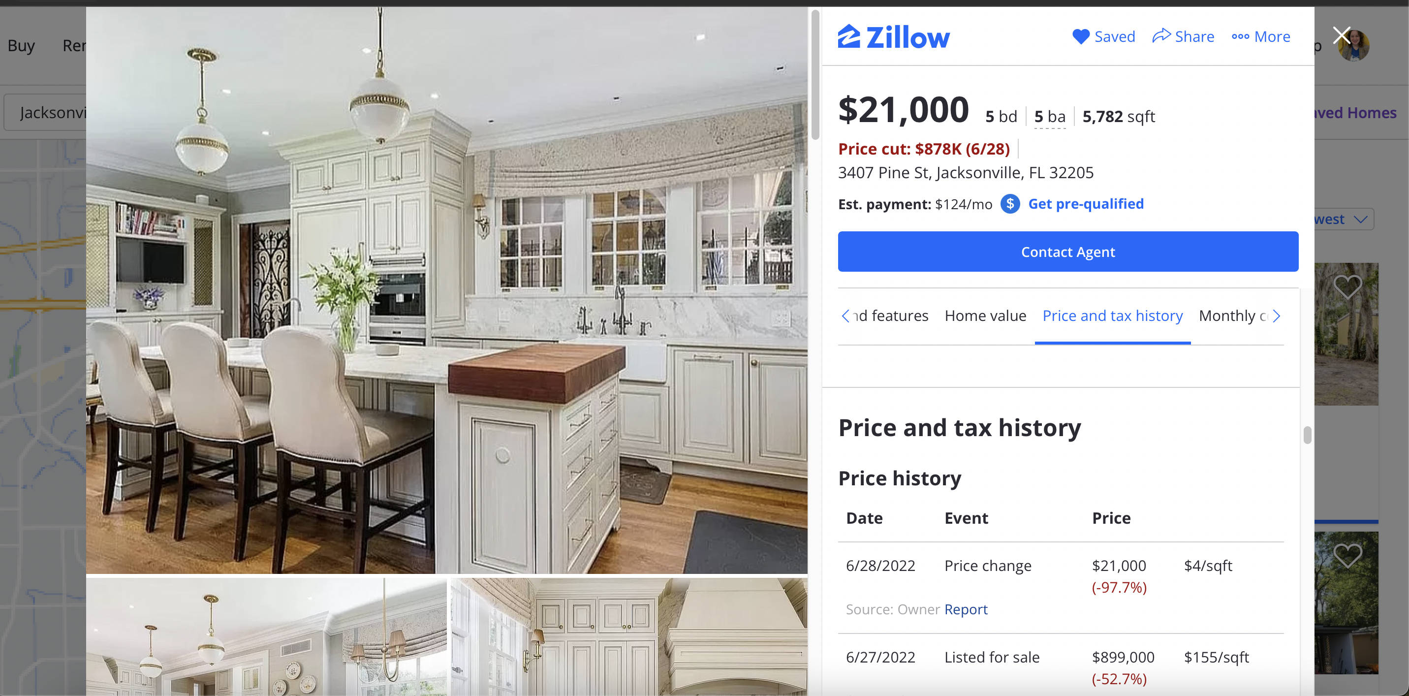 Zillow, fancy dining area, elegant white kitchen, 2K Desktop Wallpaper