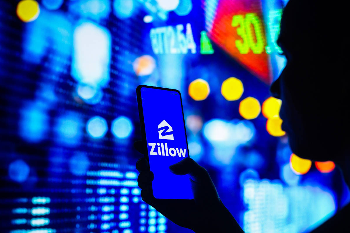 Zillow, colorful city lights, silhouette of a person, SD Desktop Wallpaper