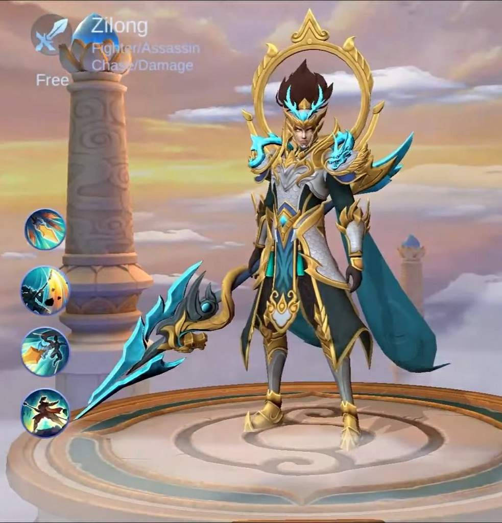 Zilong, Epic Skin, gold and teal armor, SD Phone Wallpaper