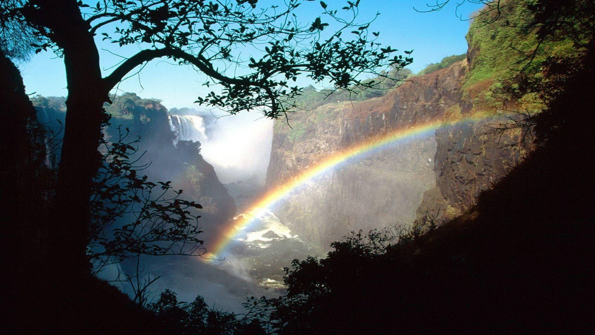 Zimbabwe, rainbow, waterfall, Full HD Desktop Wallpaper