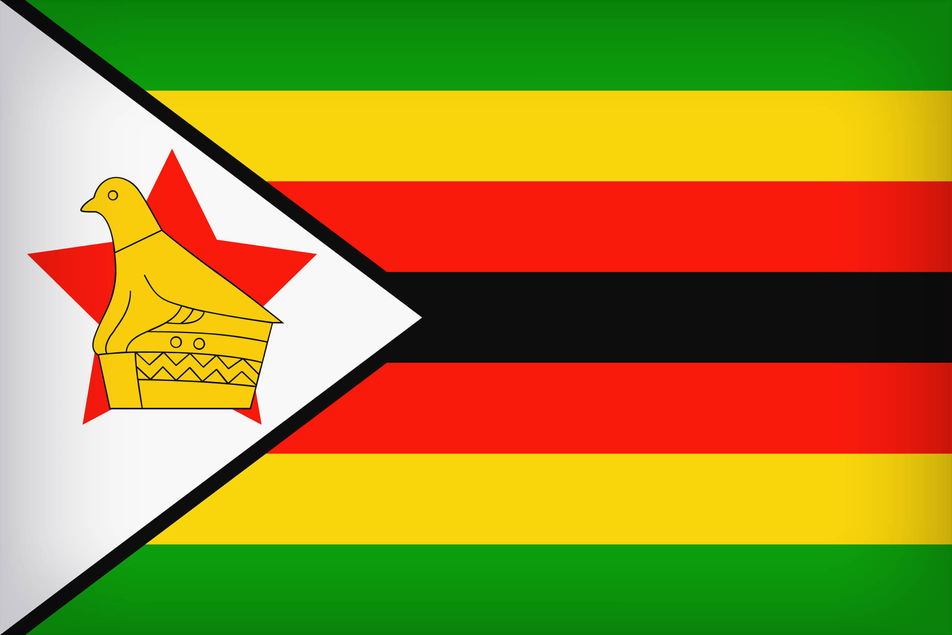 Zimbabwe, green yellow red and black horizontal stripes, white triangle, Full HD Desktop Wallpaper