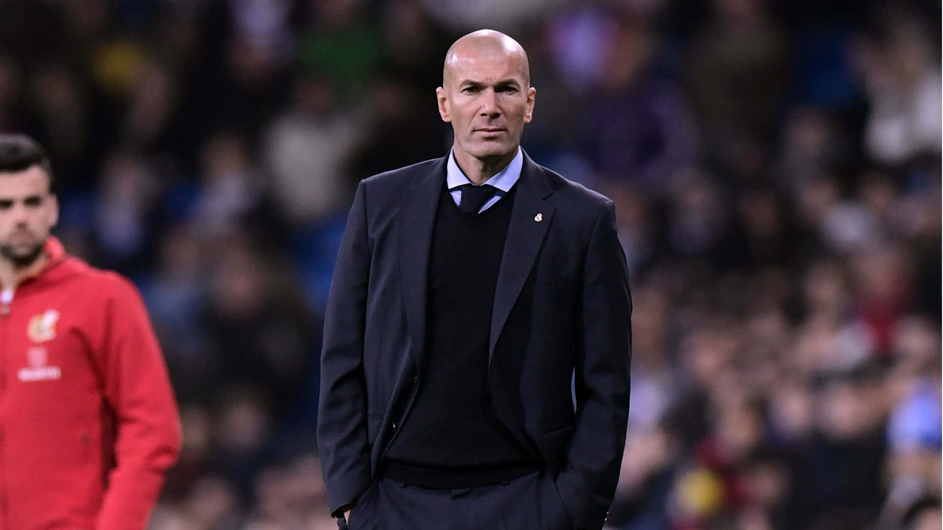 Zinedine Zidane, dark suit, black sweater, Full HD Desktop Wallpaper