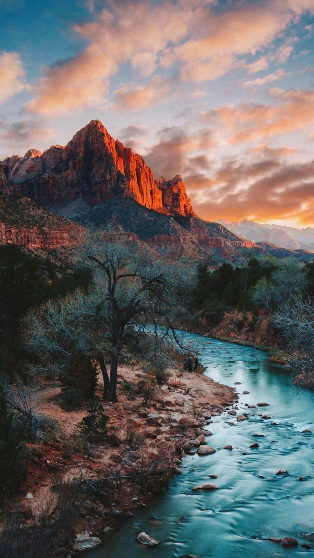 Zion National Park, sunset, river, Full HD Phone Wallpaper