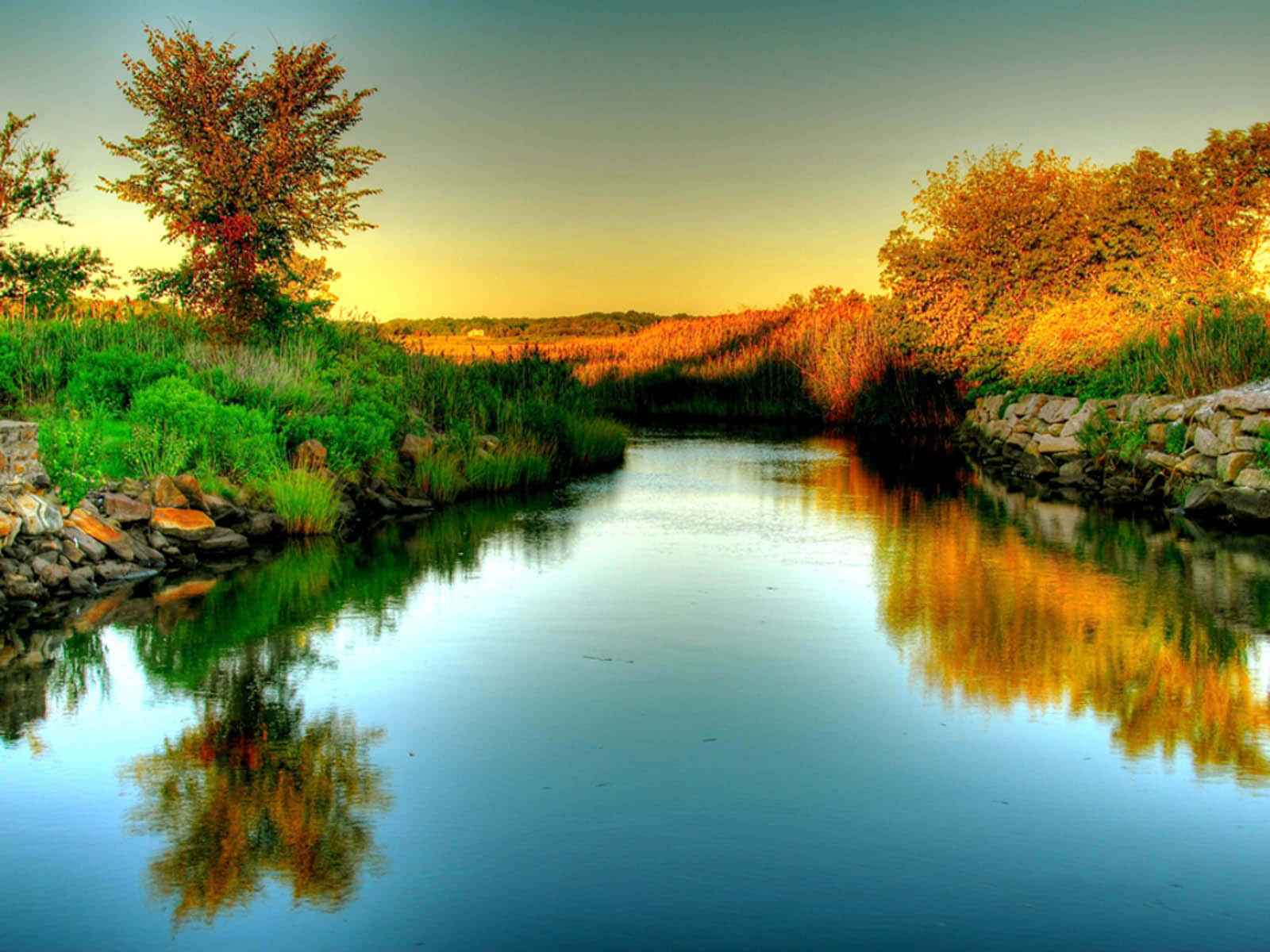 Zion National Park, river, autumn, HD Desktop Wallpaper