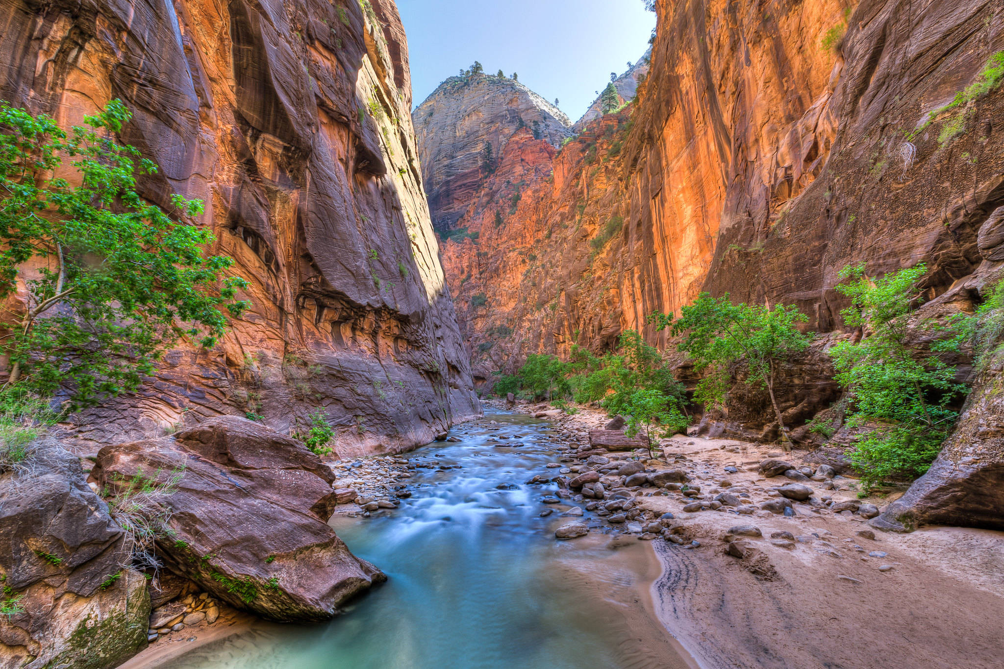 Zion National Park, clear lake, narrow canyon, Full HD Desktop Wallpaper