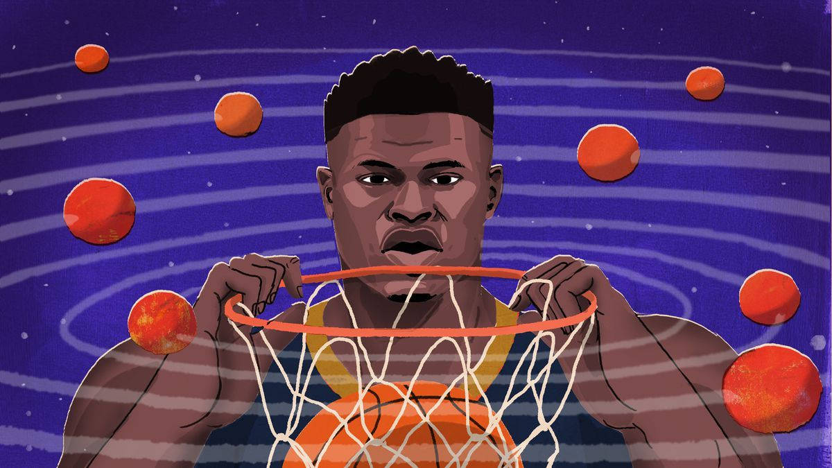 Zion Williamson, basketball player, hoop, SD Desktop Wallpaper