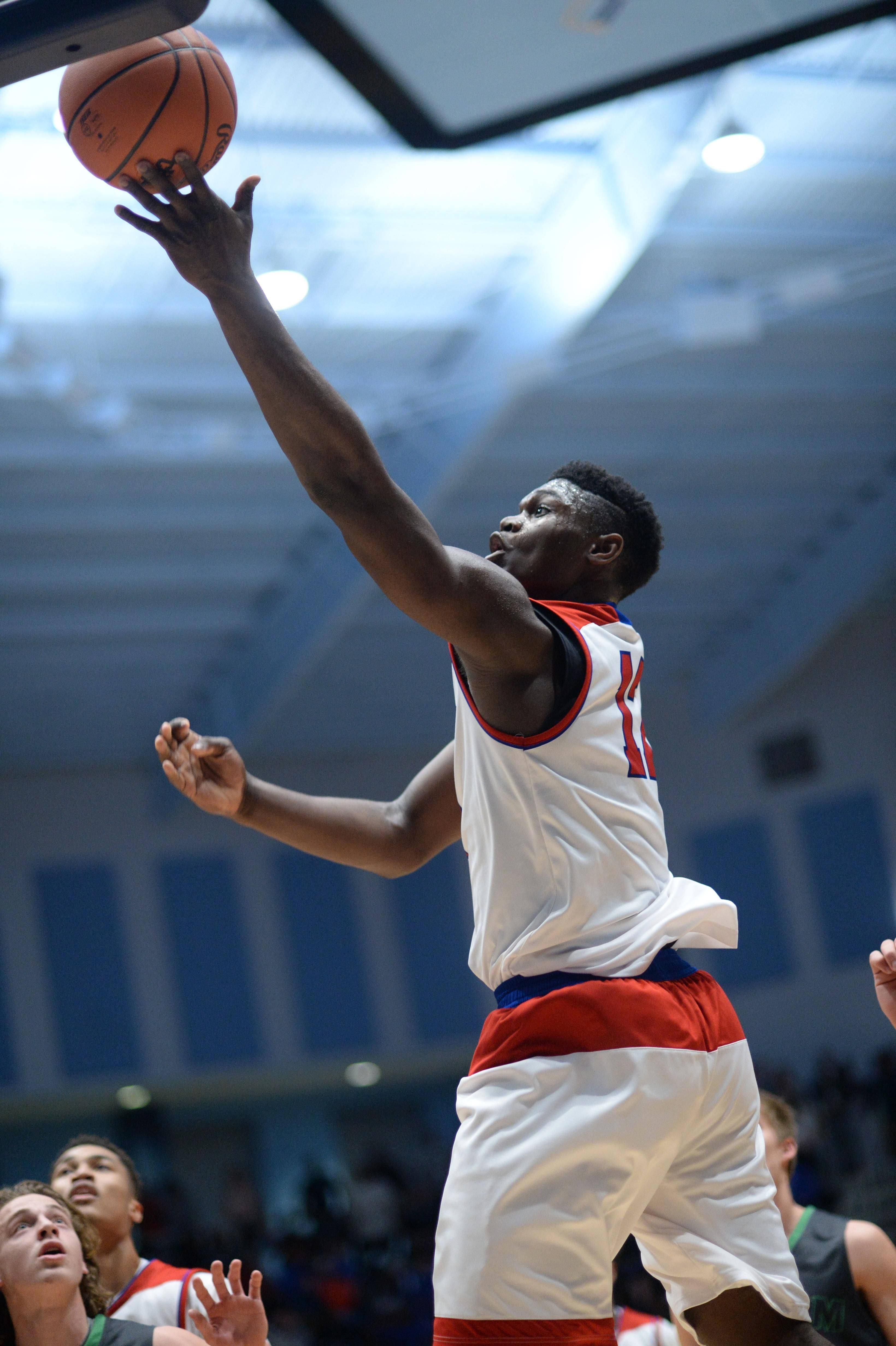 Zion Williamson, white and red uniform, indoor game, 4K Phone Wallpaper