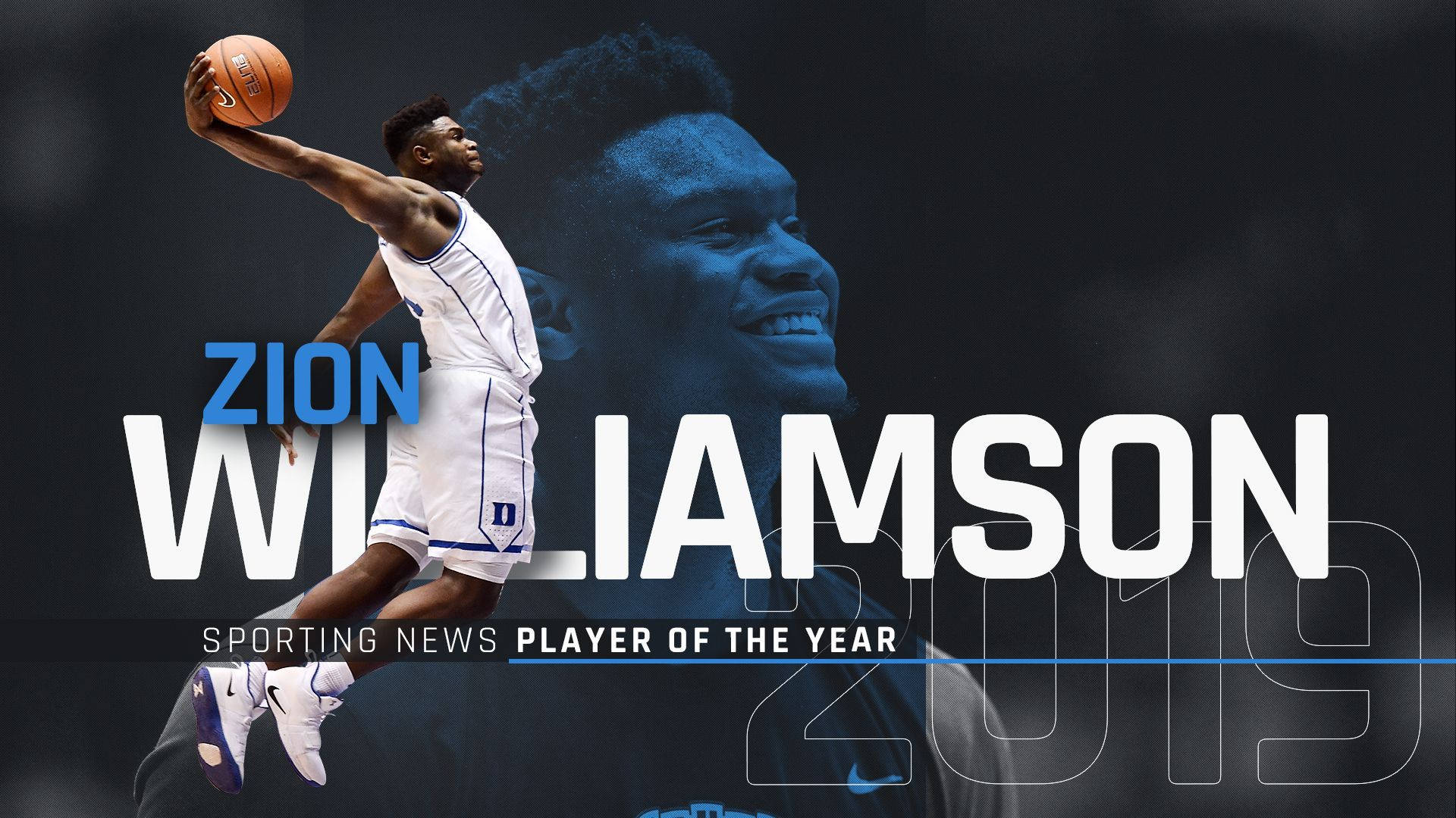 Zion Williamson, 2019 Player of the Year, Sporting News Player of the Year 2019, Full HD Desktop Wallpaper