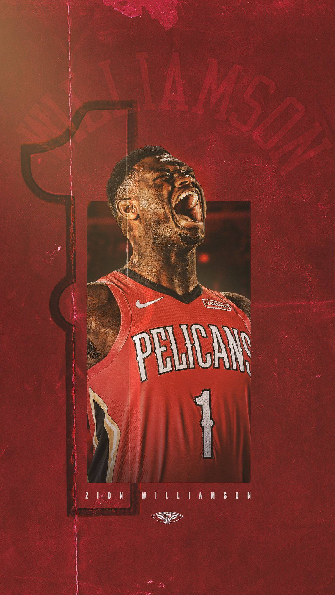 Zion Williamson, red Pelicans jersey, number one, Full HD Phone Wallpaper