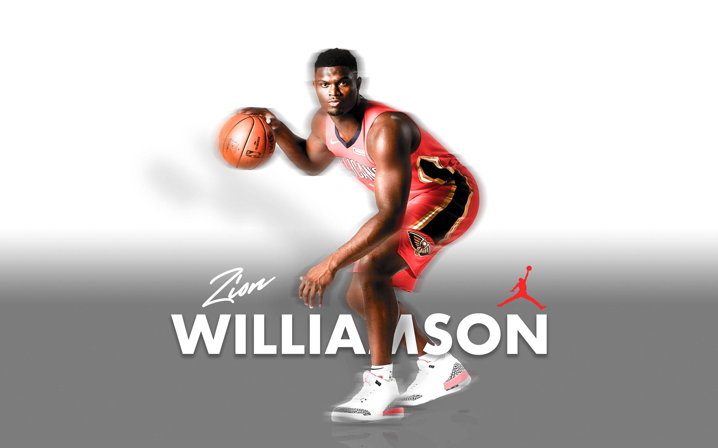 Zion Williamson, red Pelicans jersey, basketball, 2K Desktop Wallpaper