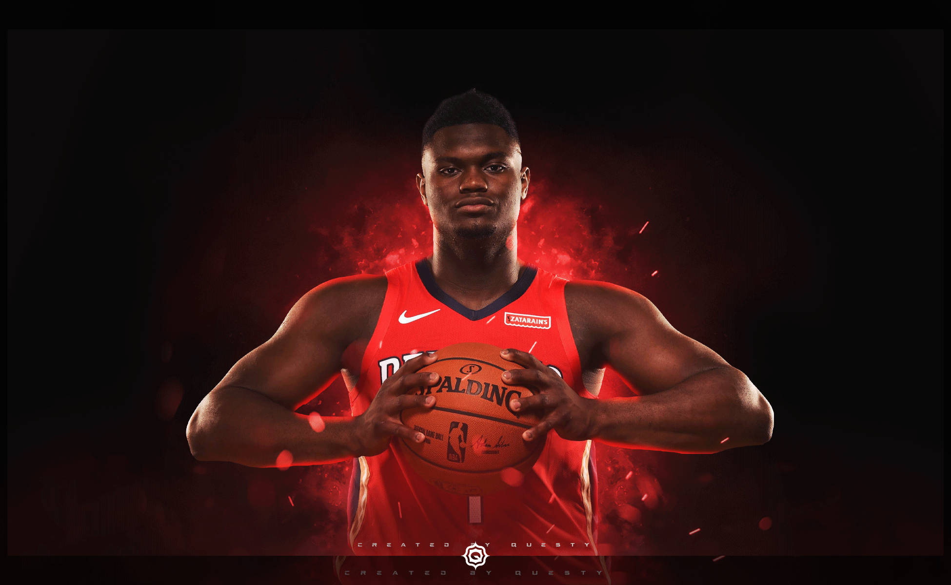 Zion Williamson, neon red, red jersey, Full HD Desktop Wallpaper