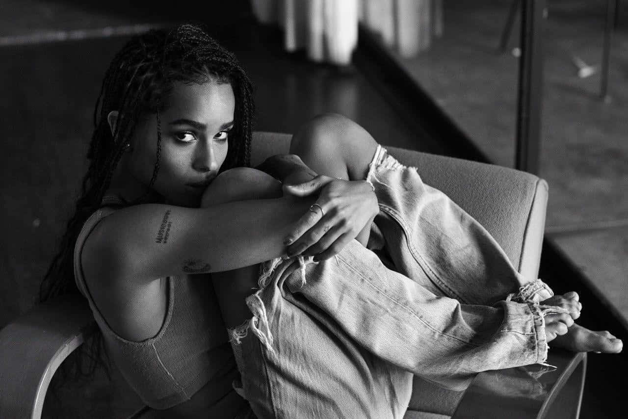 Zoë Kravitz, black and white, studio shot, HD Desktop Wallpaper