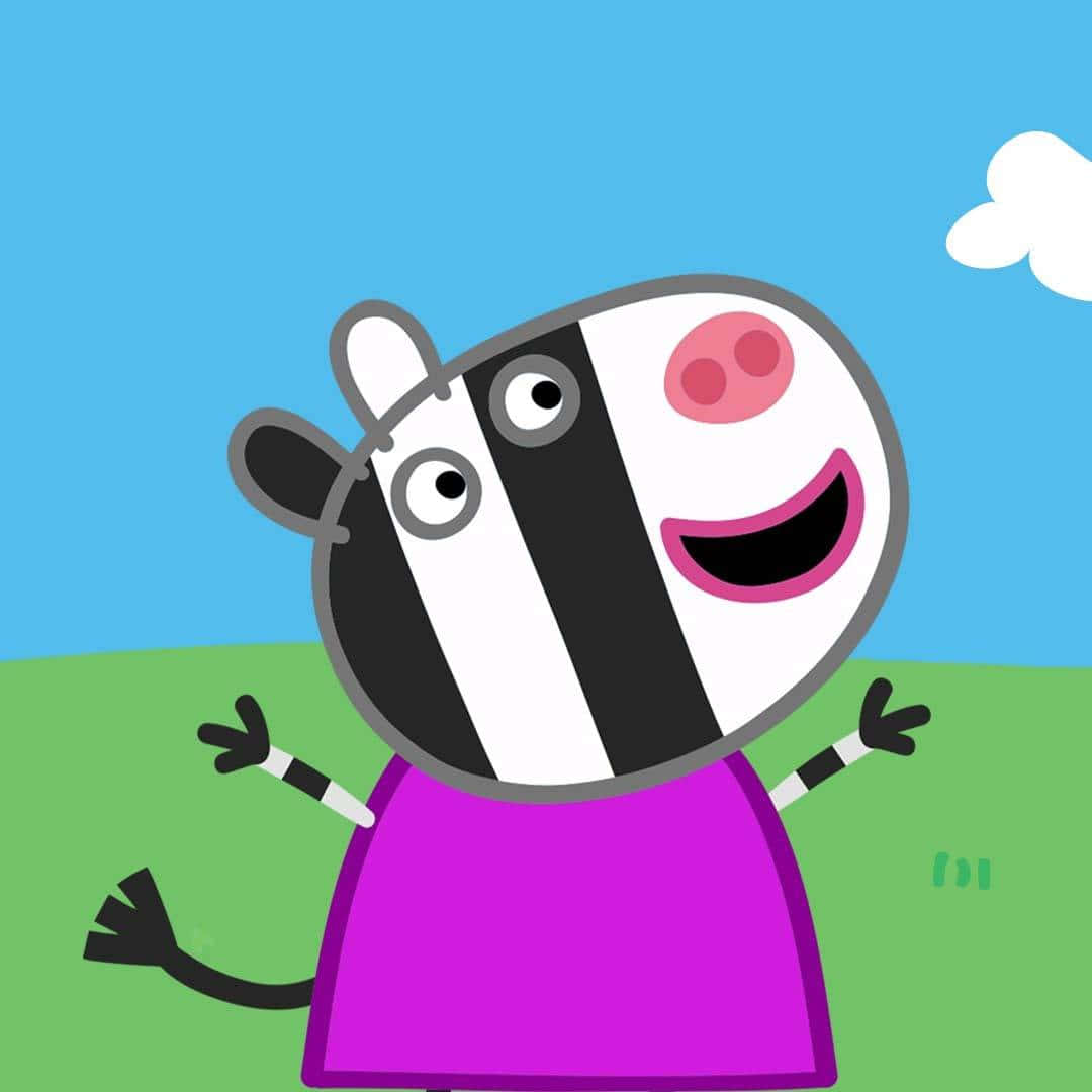 Zoe Zebra, purple dress, bright blue sky, SD Desktop Wallpaper