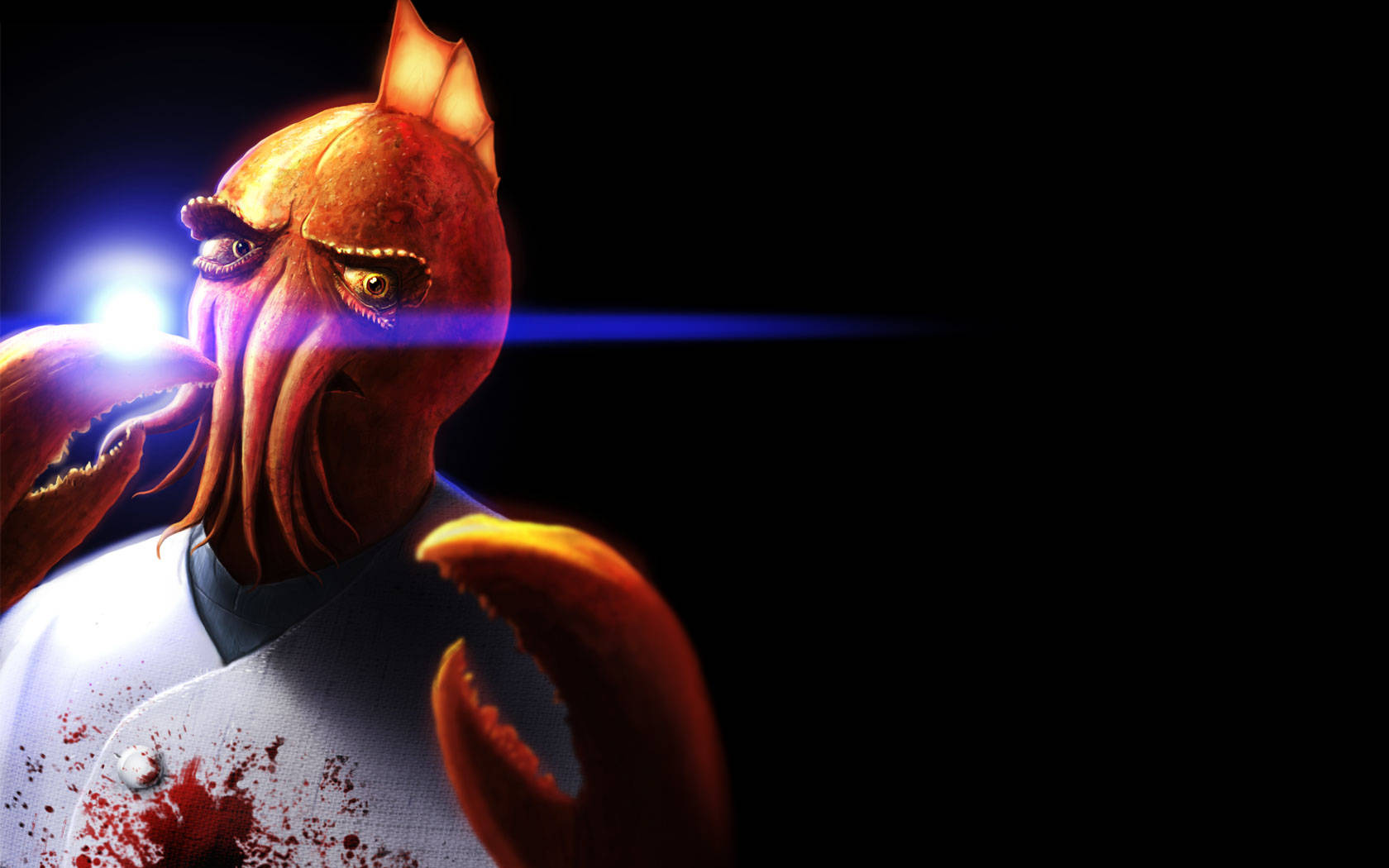 Zoidberg, glowing eyes, bloodstained whites, HD Desktop Wallpaper
