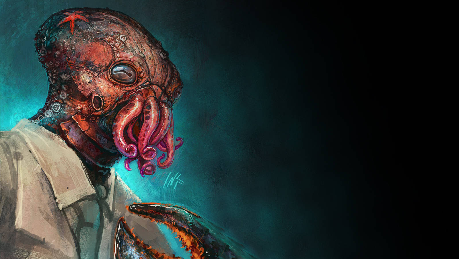 Zoidberg, octopus-headed creature, glowing eyes, HD Desktop Wallpaper