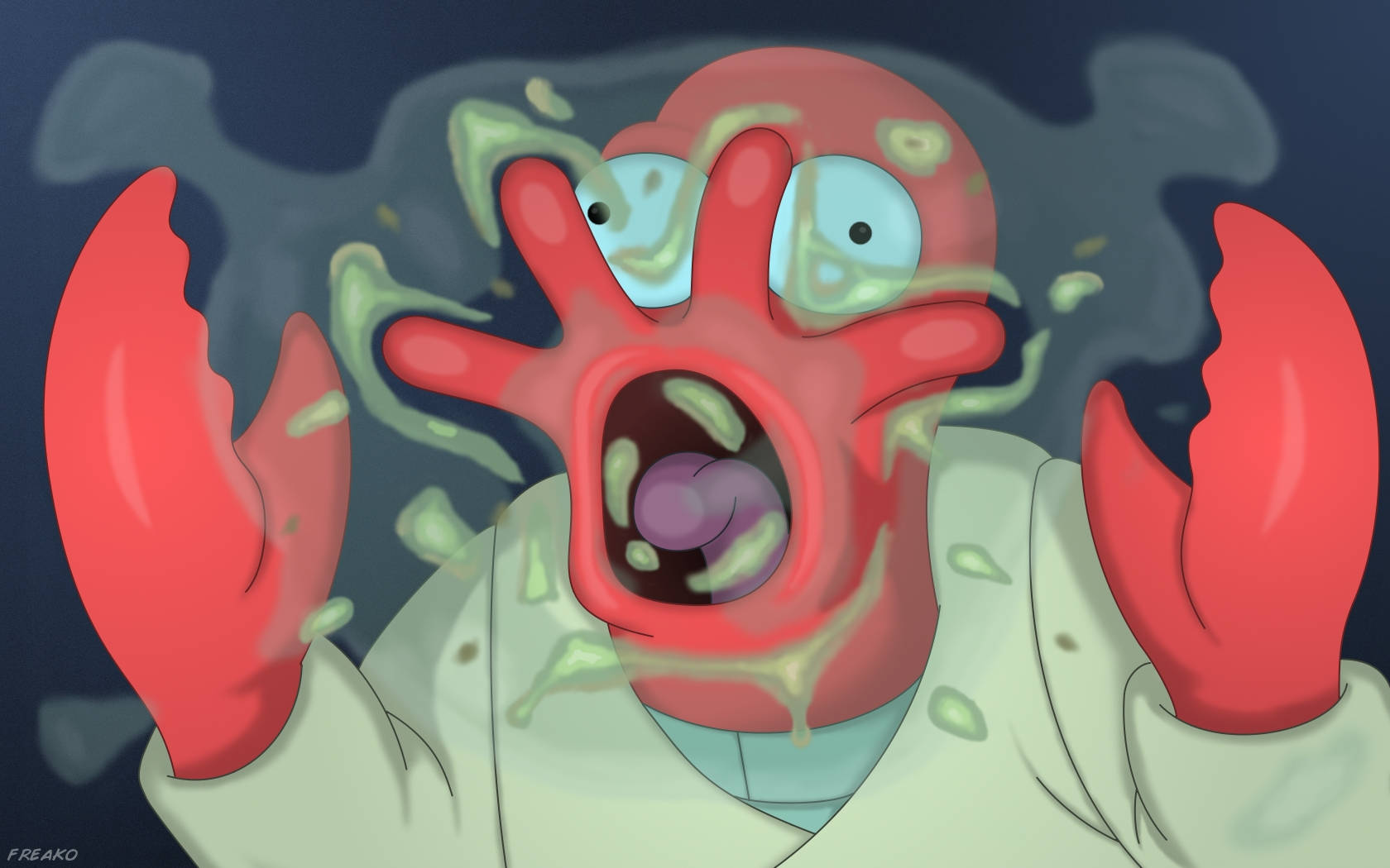 Zoidberg, lab coat, green goo, HD Desktop Wallpaper
