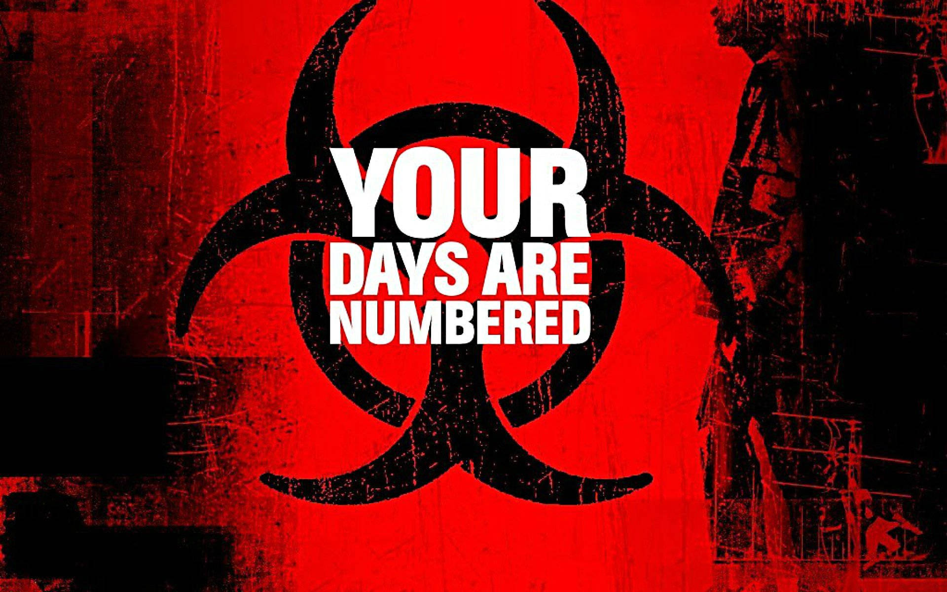 Zombie Apocalypse, stark red biohazard symbol, bold white text, Full HD Desktop Wallpaper