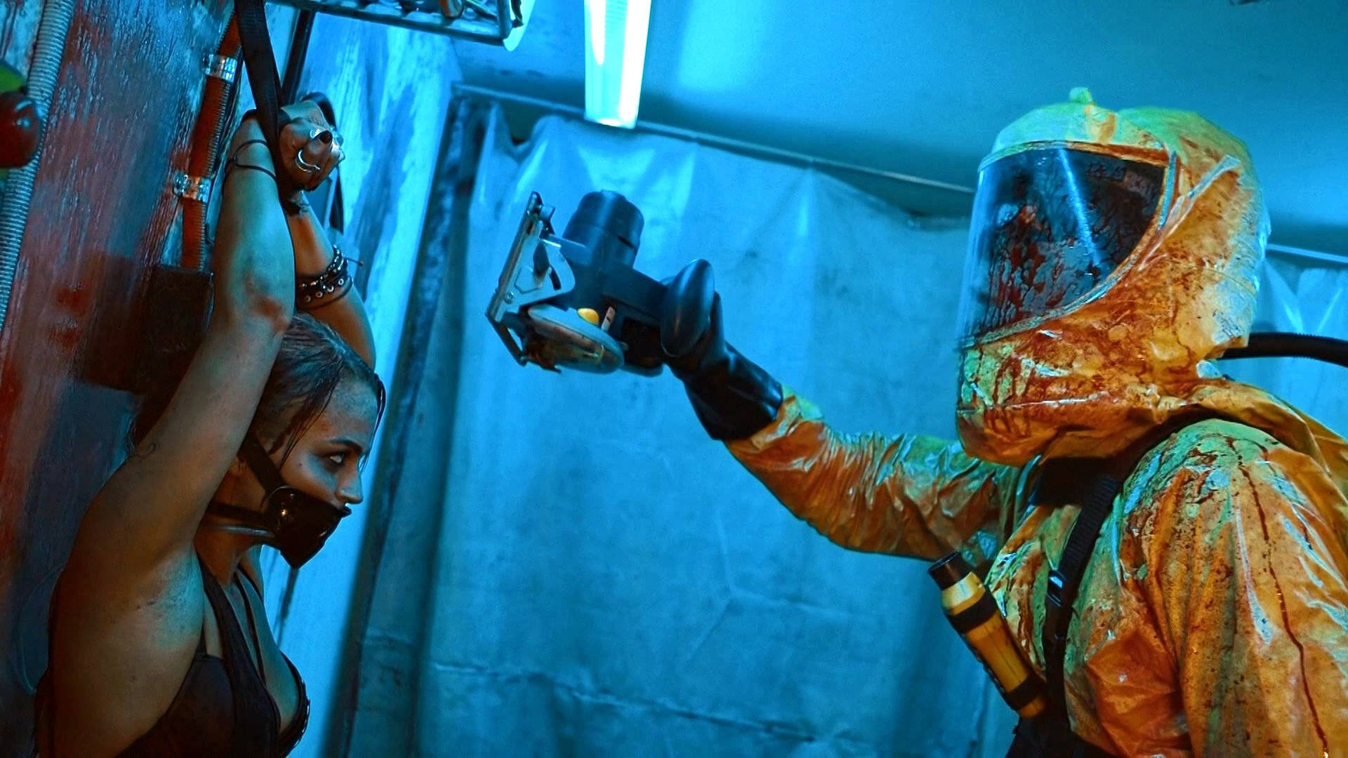 Zombie Apocalypse, hazmat suit, power tool, Full HD Desktop Wallpaper