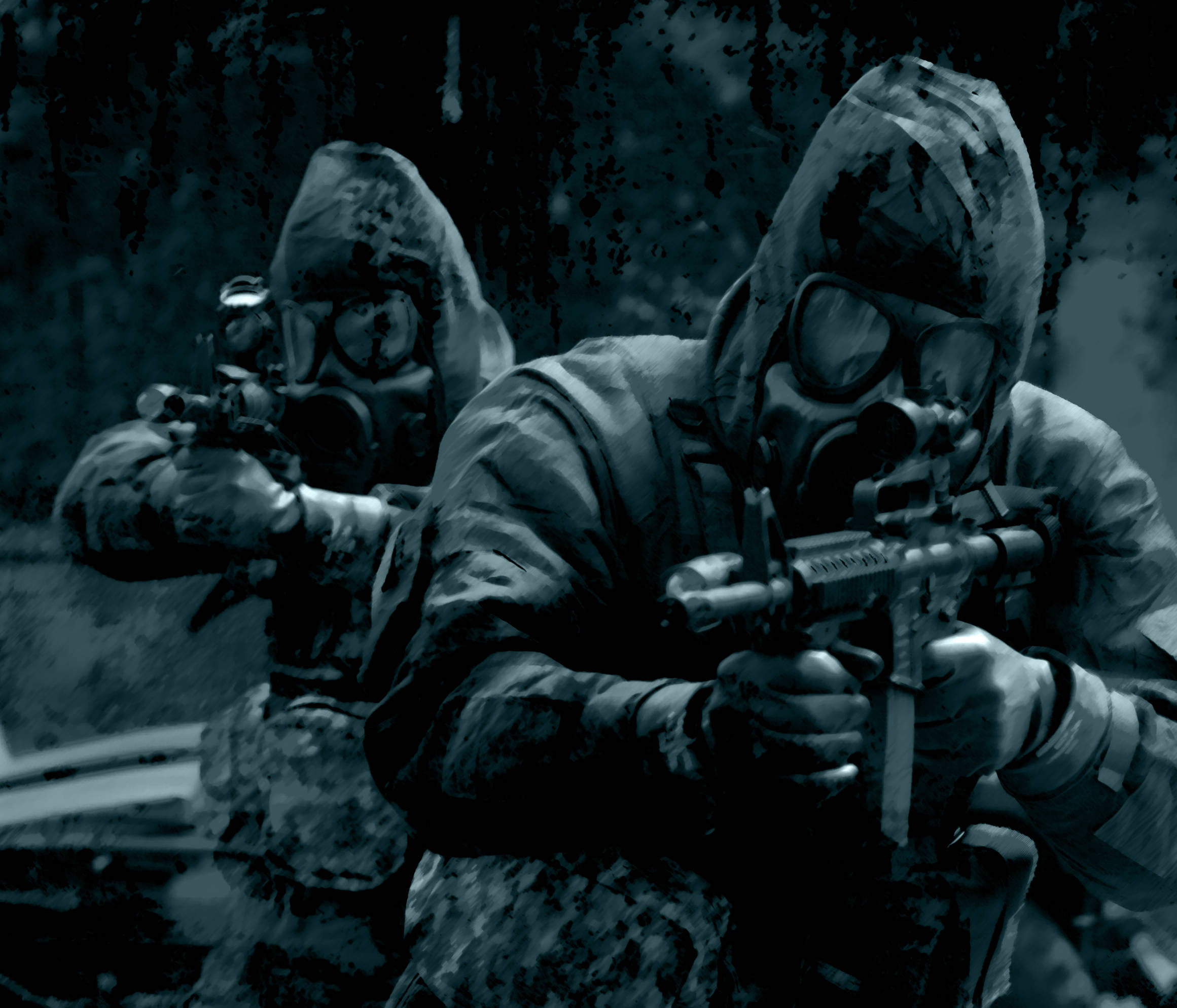 zombie apocalypse, gas masks, camouflage gear, Full HD Desktop Wallpaper