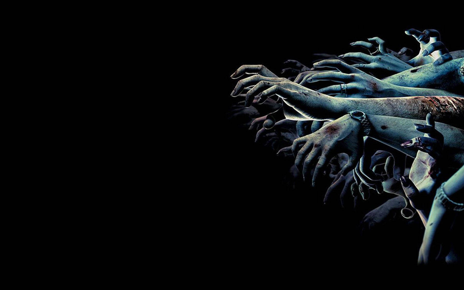 Zombie Apocalypse, pale zombie hands, bloodied fingers, Full HD Desktop Wallpaper