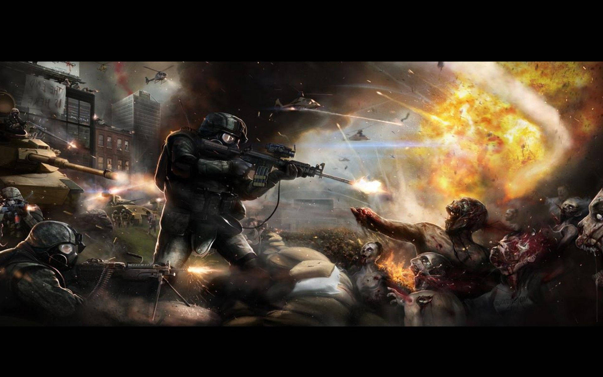 zombie apocalypse, city, soldiers, Full HD Desktop Wallpaper