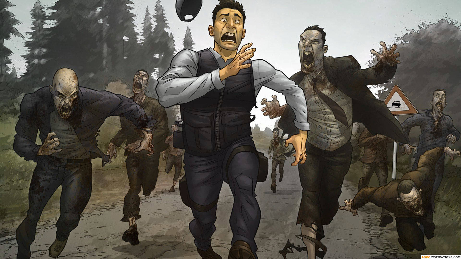 zombie apocalypse, 1920 x 1080, horde of grotesque zombies, Full HD Desktop Wallpaper