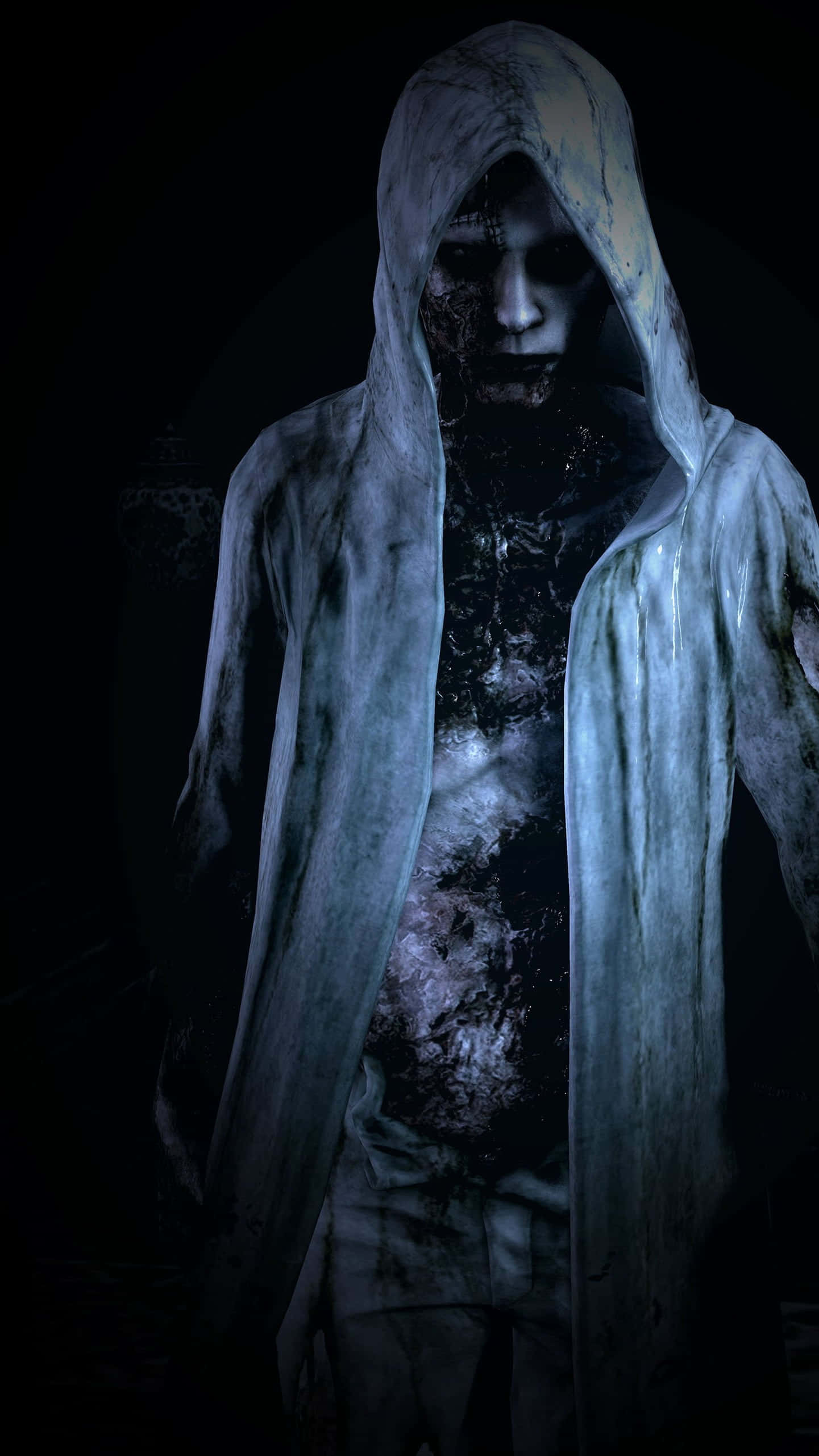 zombie costumes, hooded figure, decaying flesh, 2K Phone Wallpaper