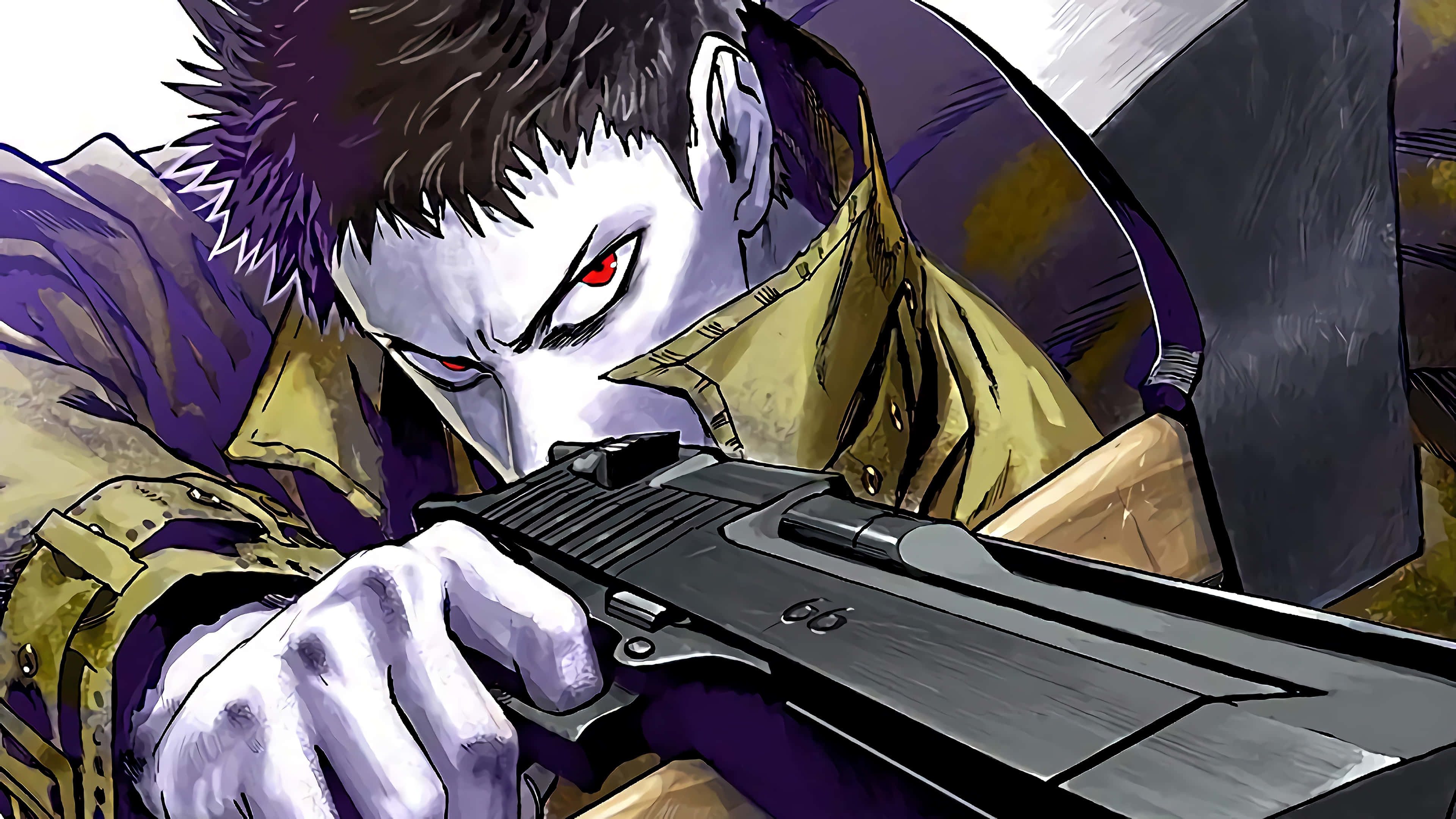 Zombieman, white skin, red eyes, 4K Desktop Wallpaper