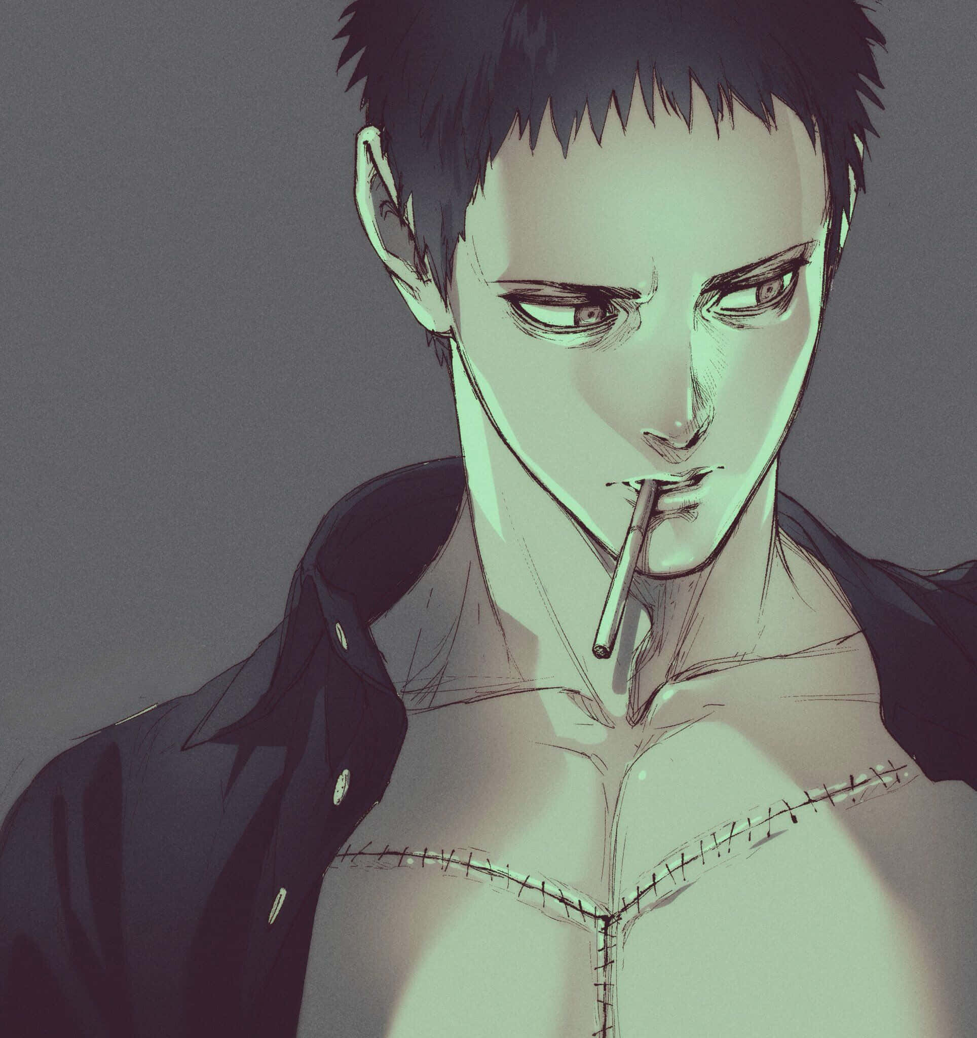 Zombieman, spiky hair, cigarette, Full HD Phone Wallpaper