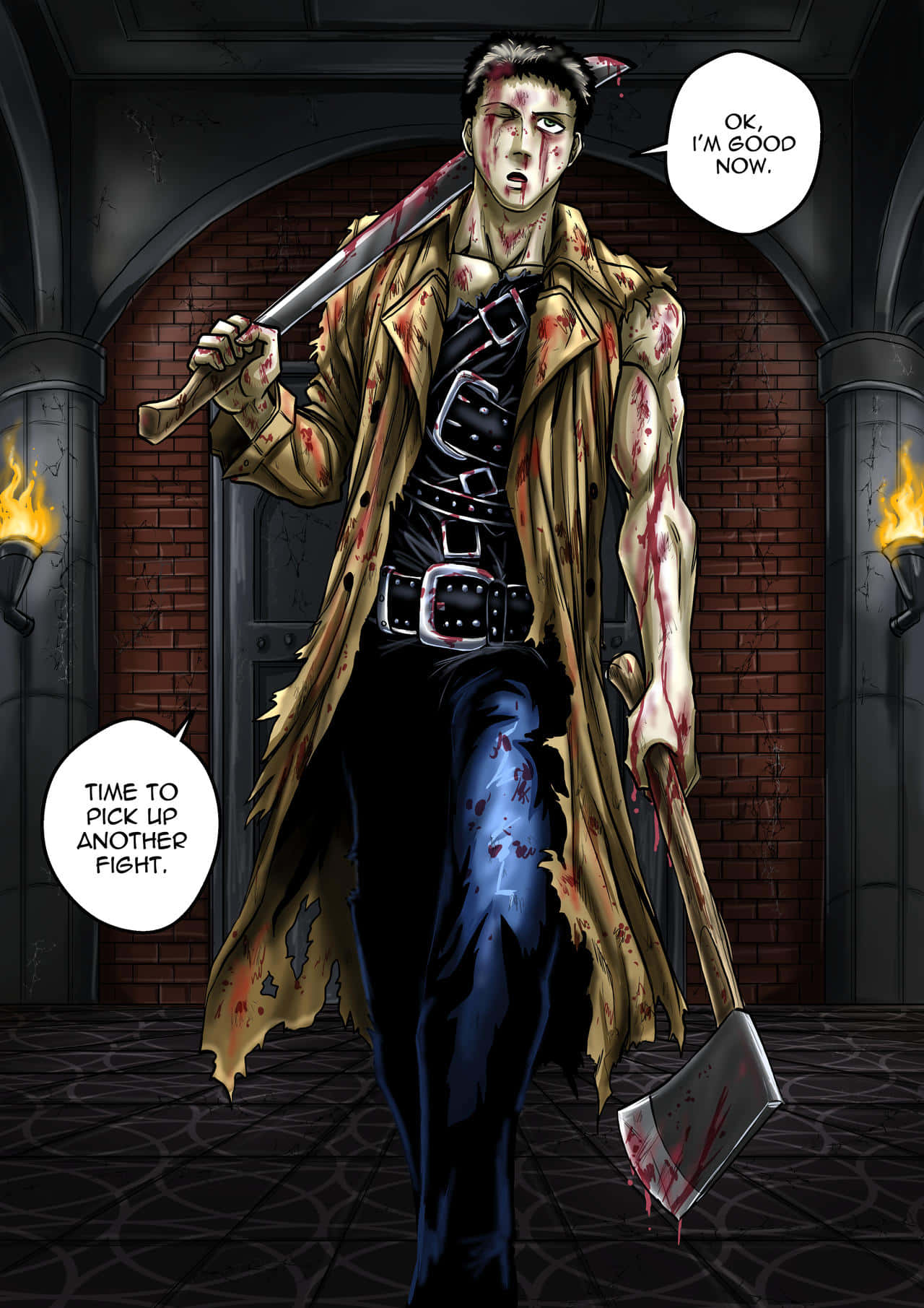 Zombieman, anime warrior, torn coat, HD Phone Wallpaper