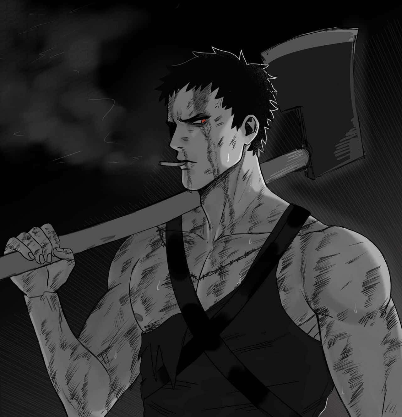 Zombieman, red eye, cigarette, HD Phone Wallpaper