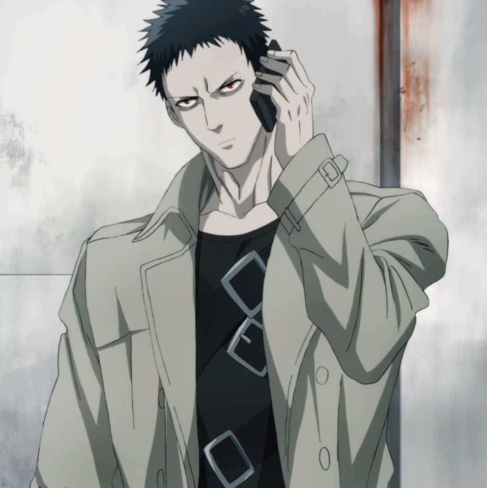 Zombieman, spiky black hair, red eyes, SD Phone Wallpaper