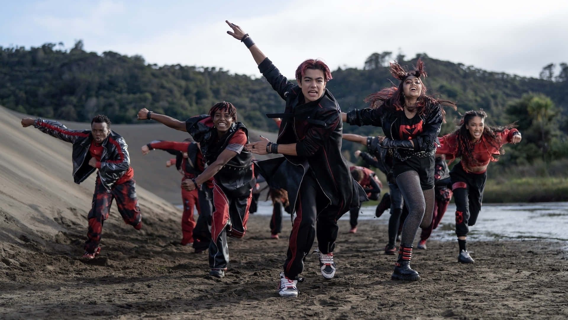 Zombies 4, black and red outfits, muddy field, Full HD Desktop Wallpaper