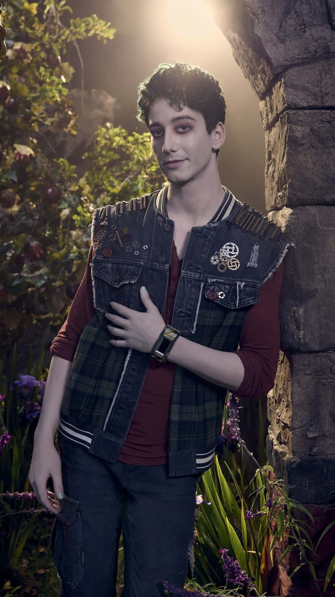 Zombies 4, denim vest with patches, stone archway, Full HD Phone Wallpaper