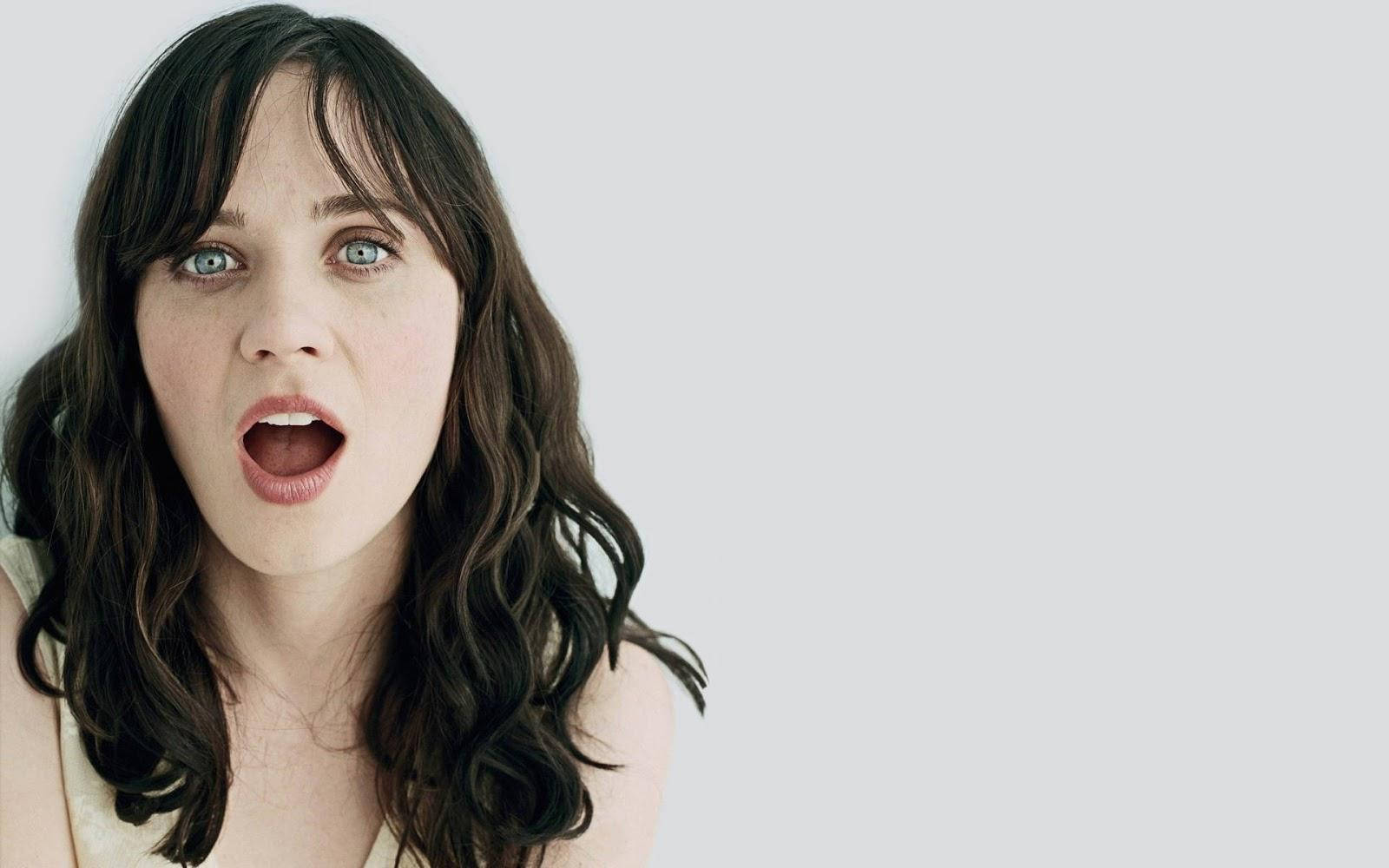 Zooey Deschanel, white aesthetic, head shot, HD Desktop Wallpaper