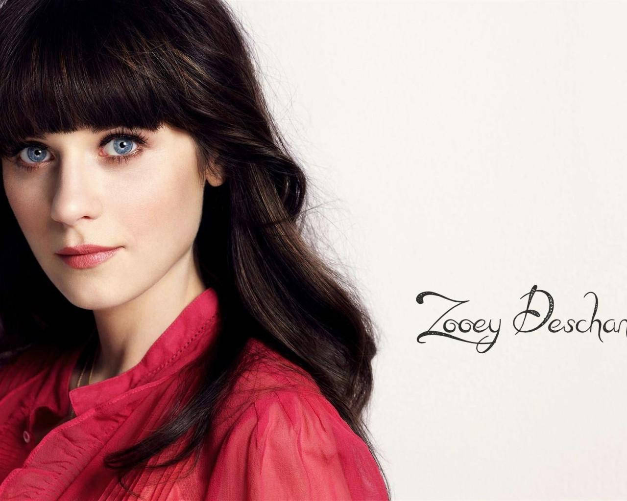 Zooey Deschanel, red blouse, minimalist white background, HD Desktop Wallpaper
