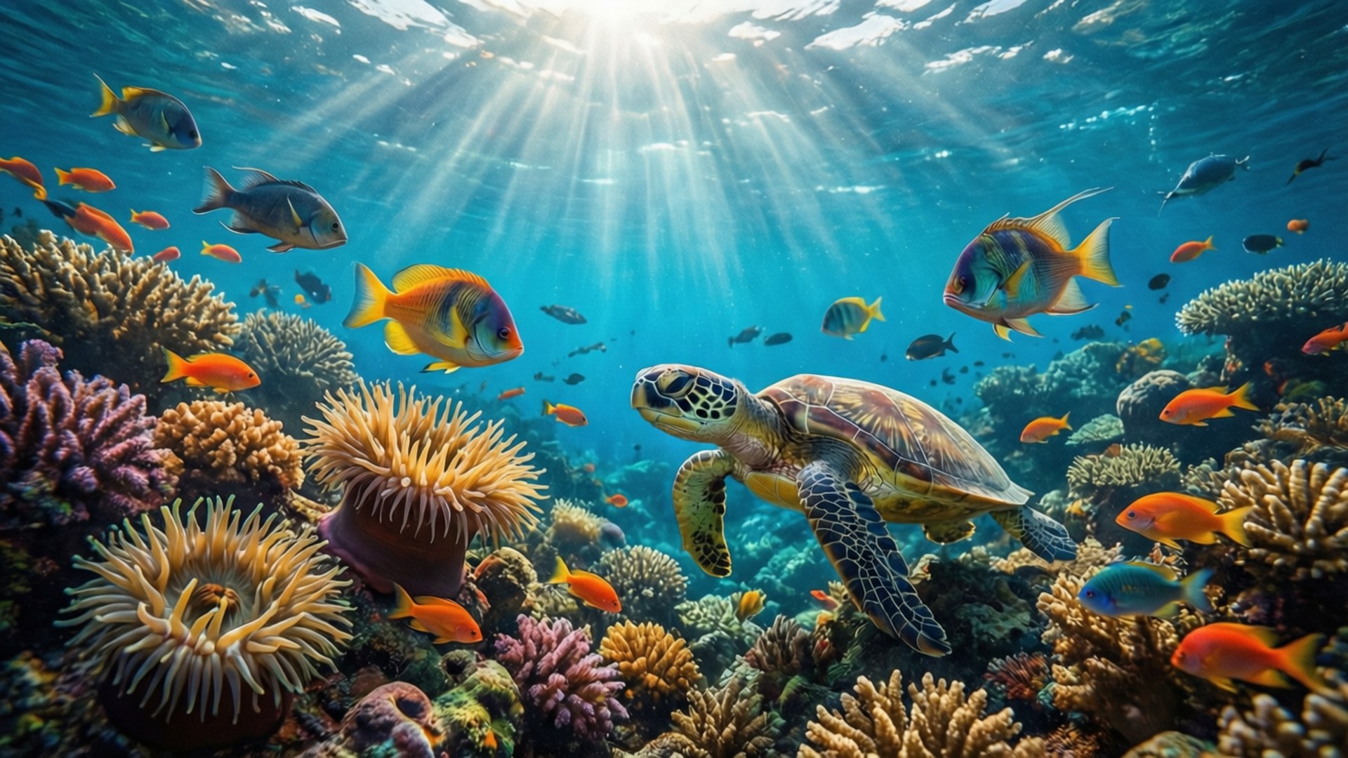 coral reef ecosystem, vibrant coral reef, underwater zoology background, Full HD Desktop Wallpaper