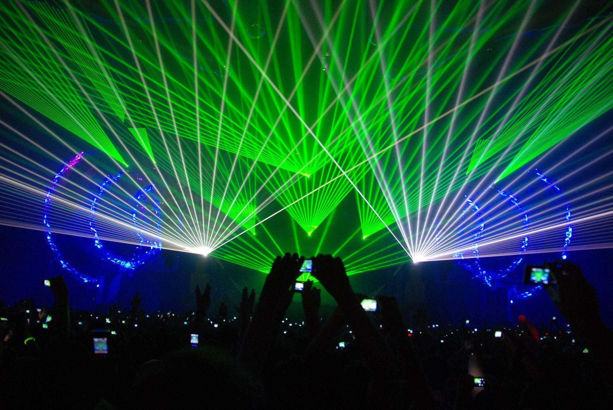 laser beams, green, blue, Full HD Desktop Wallpaper