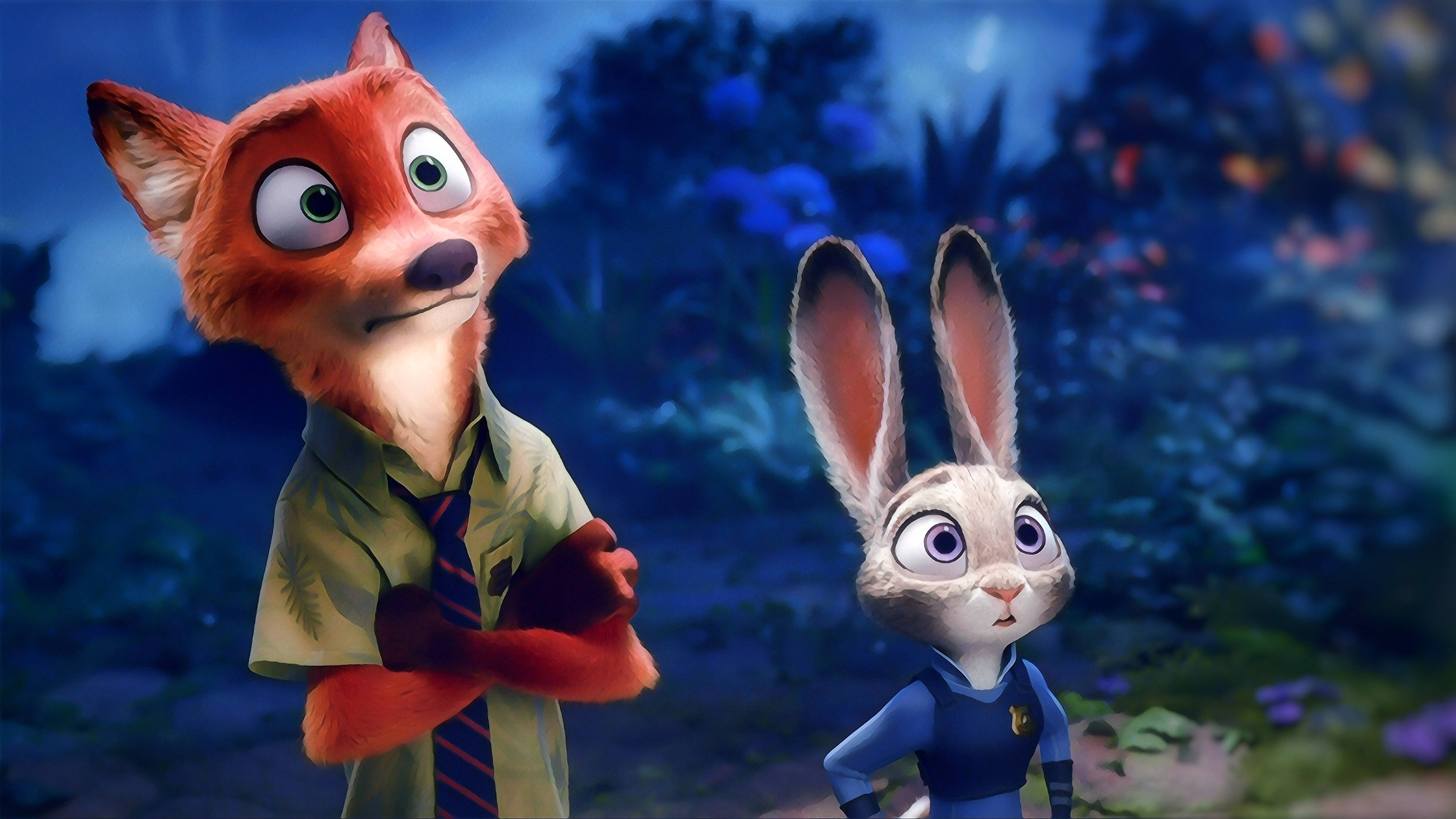Zootopia, fox, rabbit, 4K Desktop Wallpaper