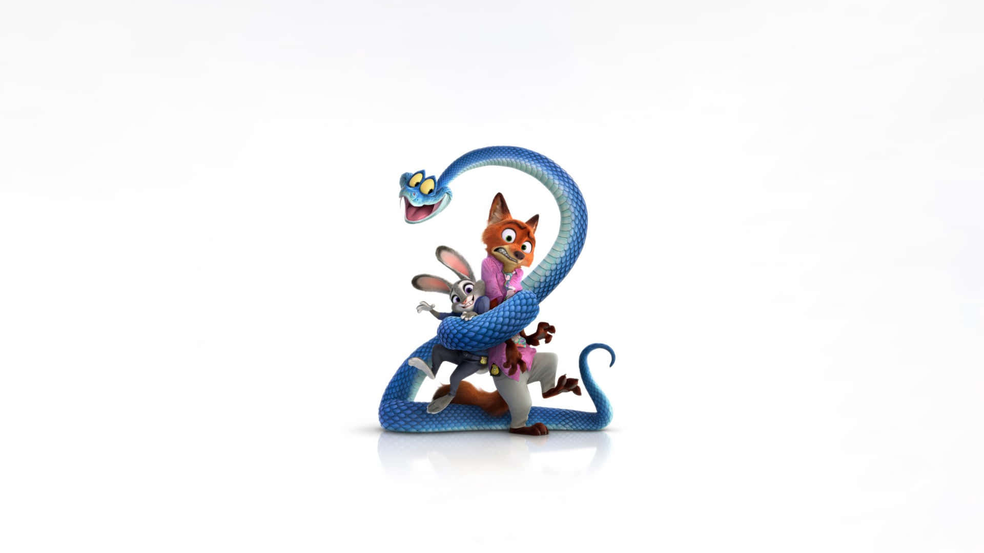 Zootopia 2, blue animated snake, fox, Full HD Desktop Wallpaper