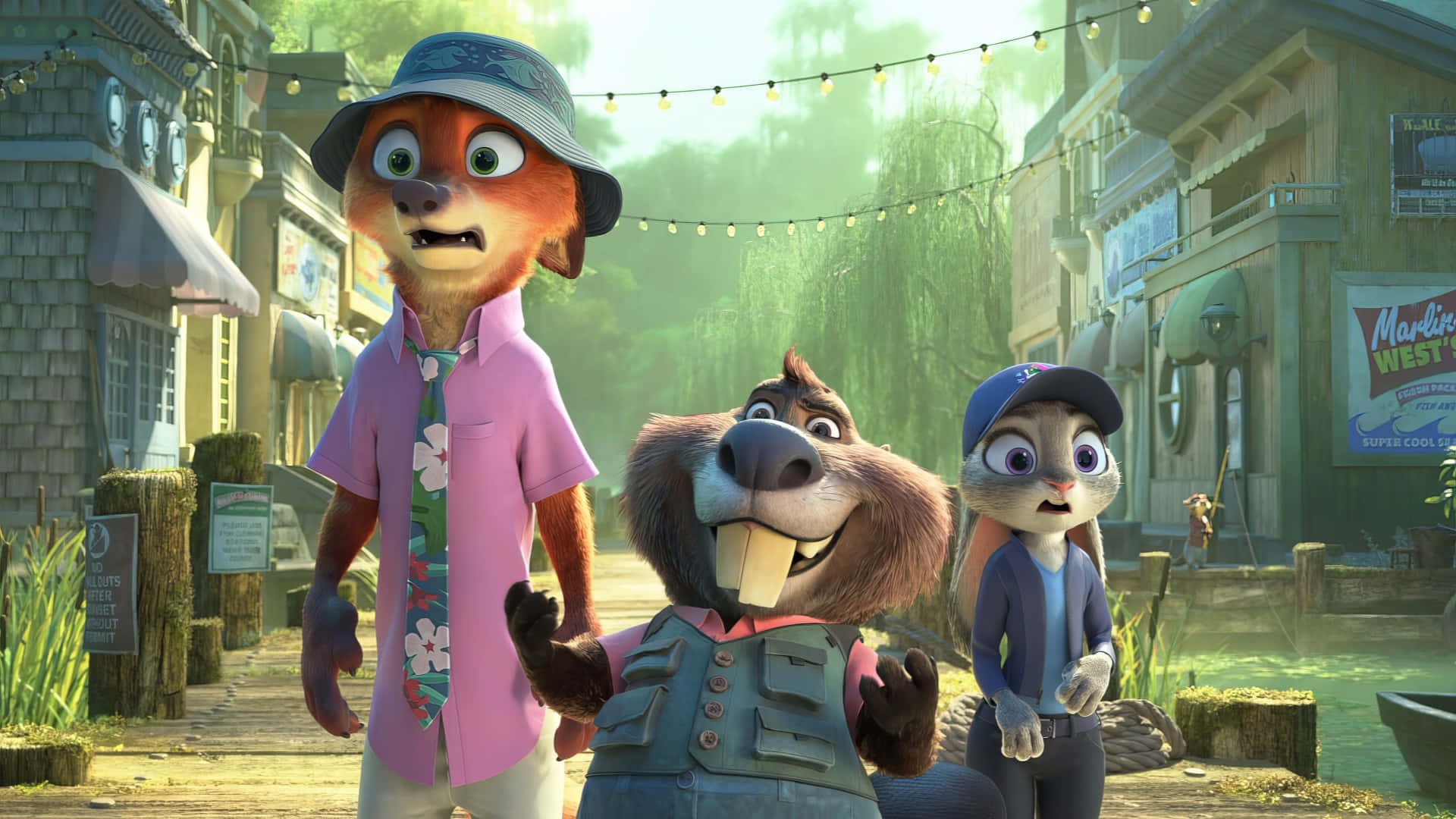 Zootopia 2, character reunion, sunlit riverside town, Full HD Desktop Wallpaper