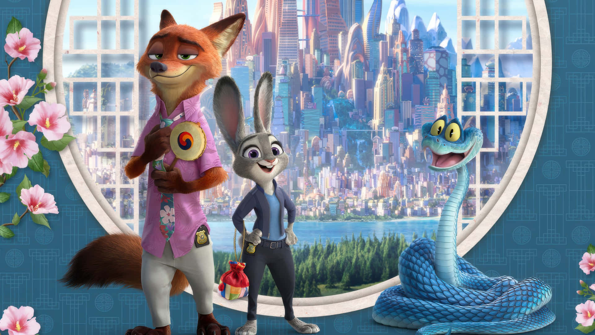 Zootopia 2, animated animal characters, circular window, Full HD Desktop Wallpaper