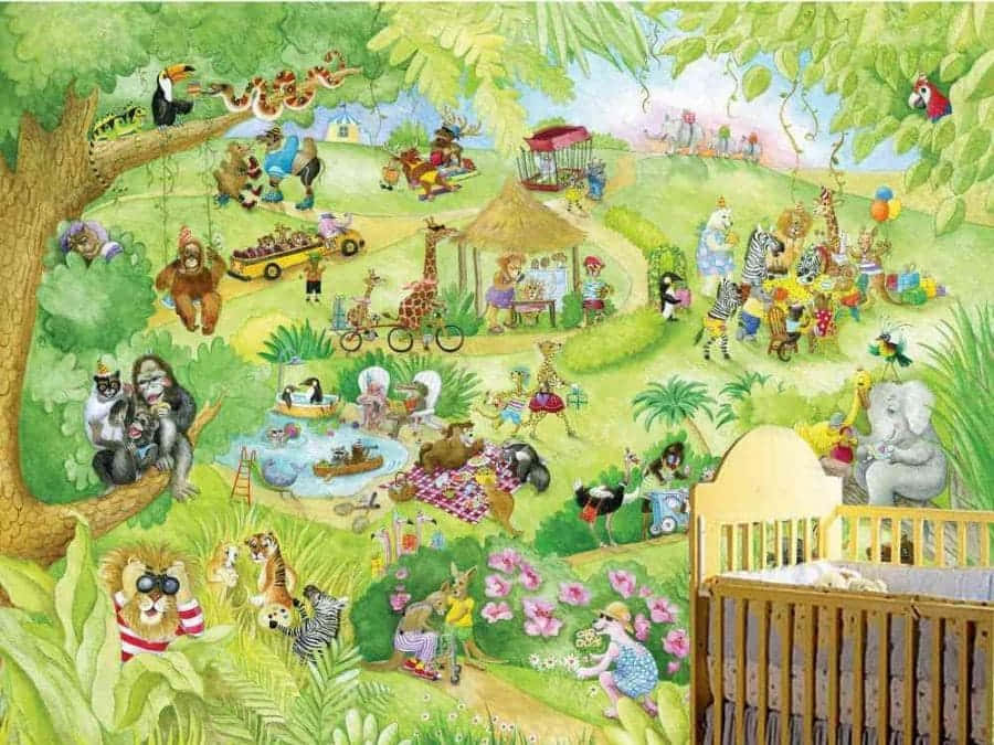 Zootopia, whimsical jungle scene, cartoon animals in human clothes, SD Desktop Wallpaper