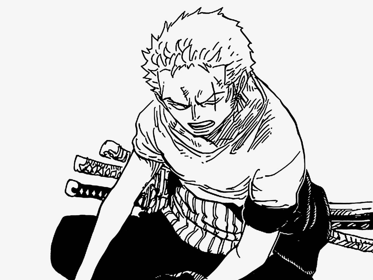 minimalist drawing, anime zoro, spiky hair, HD Desktop Wallpaper