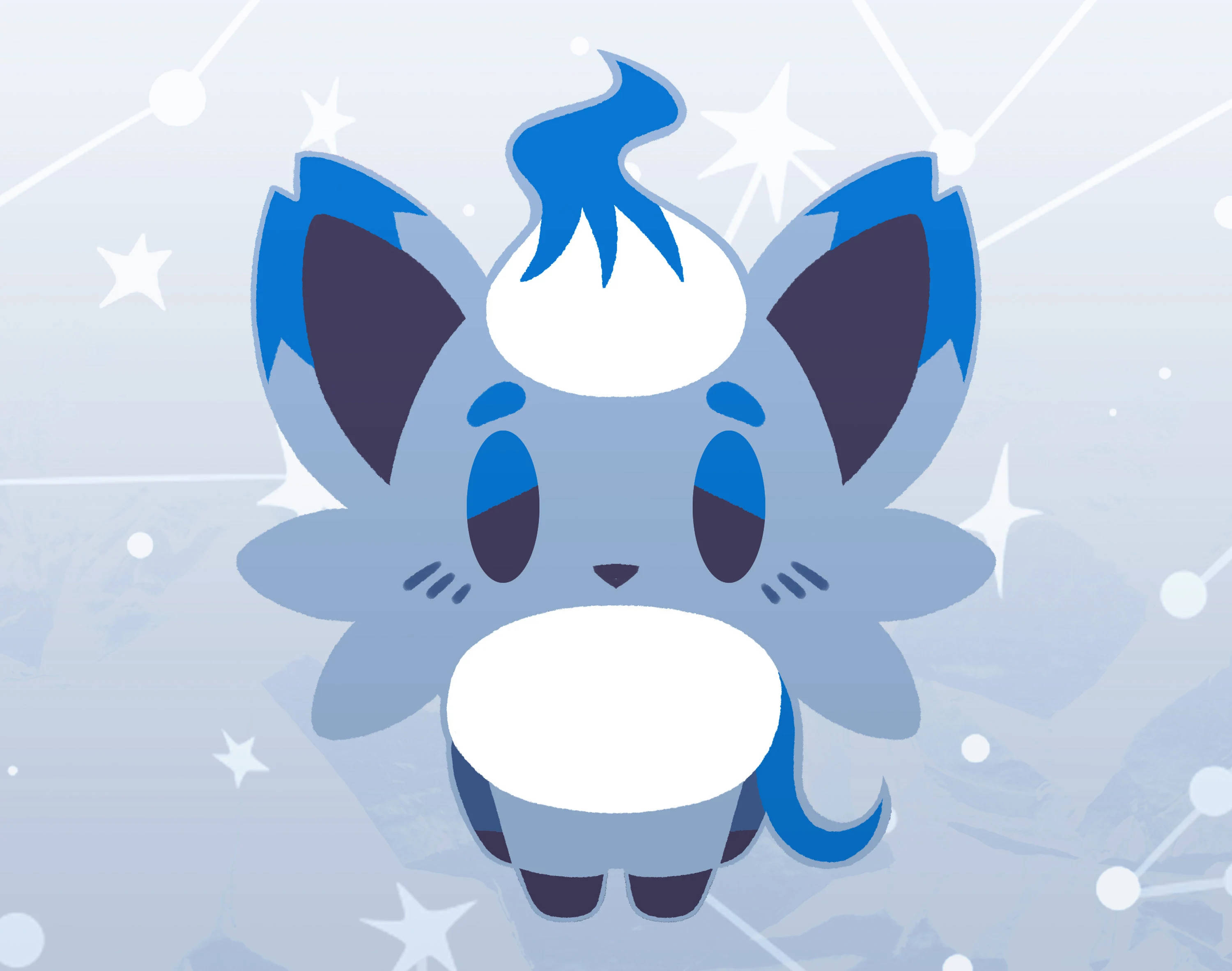 Zorua, blue, white markings, 2K Desktop Wallpaper
