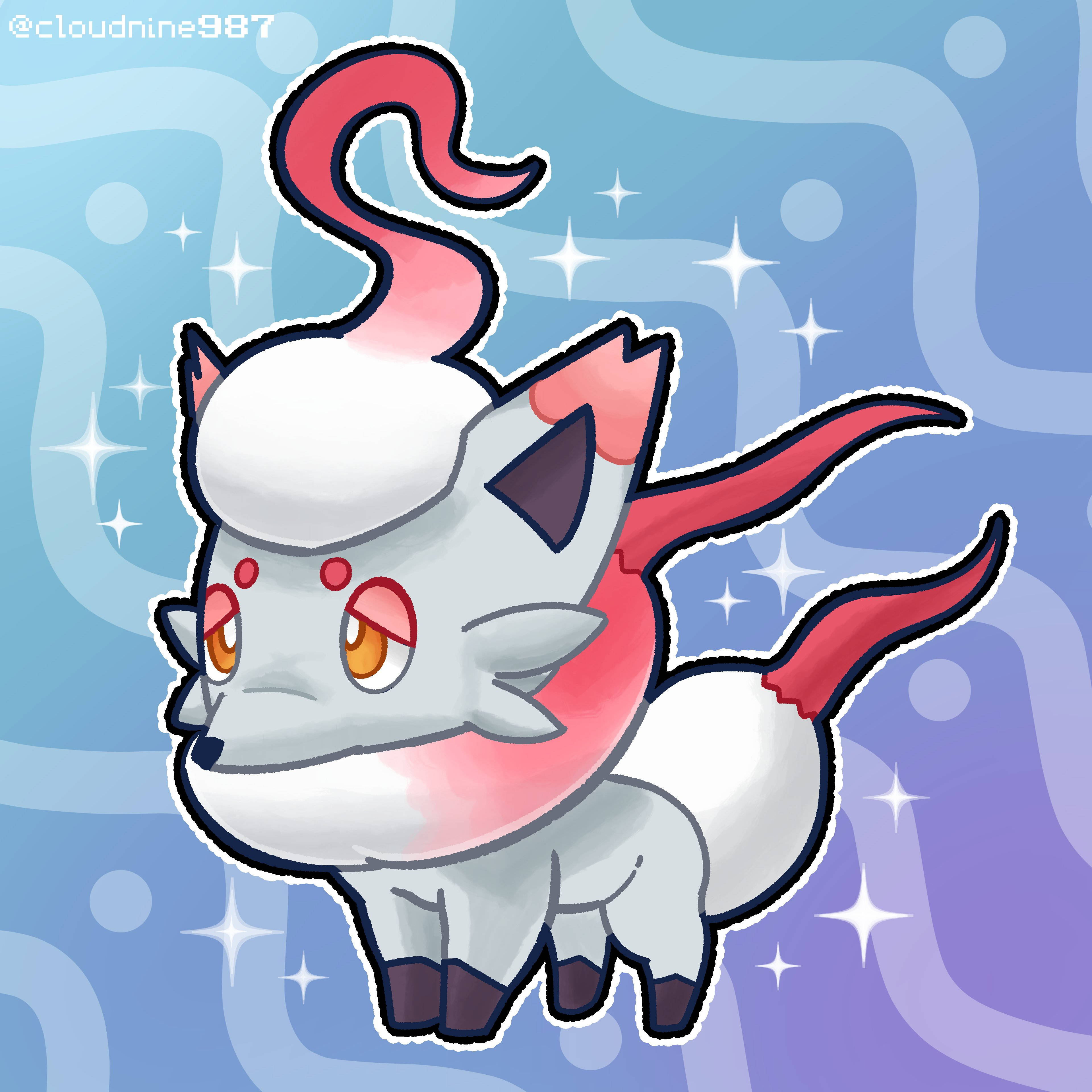 Zorua, chibi-style, white fur, 4K Desktop Wallpaper