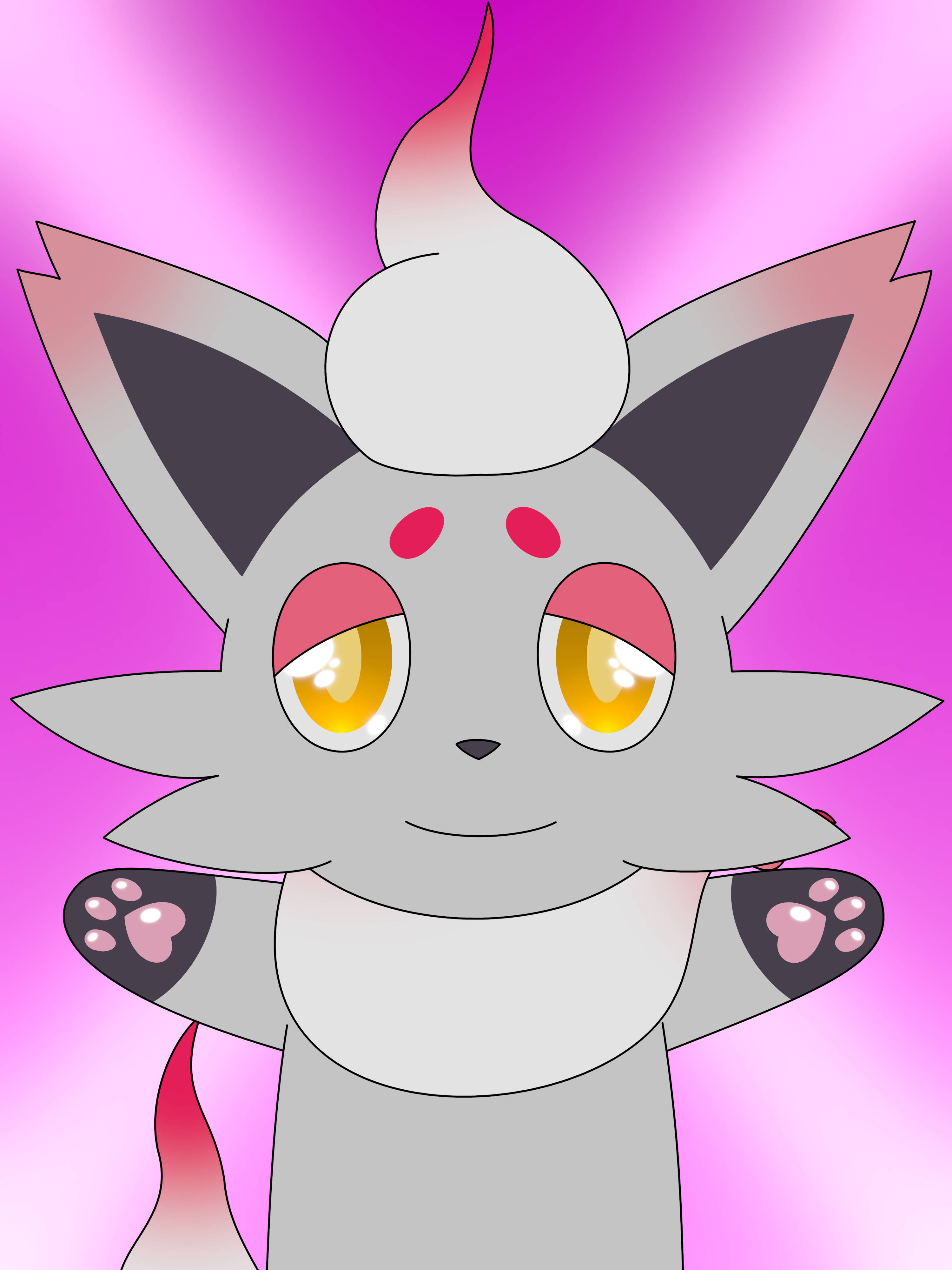 Zorua, gray anime cat, yellow eyes, 4K Phone Wallpaper