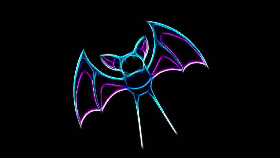 Zubat, neon bat, blue wings, SD Desktop Wallpaper